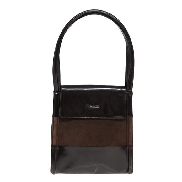 GUCCI Tote Bag Enamel Suede Brown - Picture 2 of 12